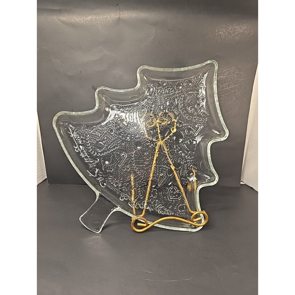 Indiana Glass Serving Tray Christmas Tree 12"‎ Vintage Plate With Box